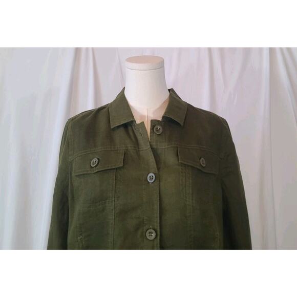 Quince European Linen Jacket Martini Olive Green Small New - Picture 5 of 12